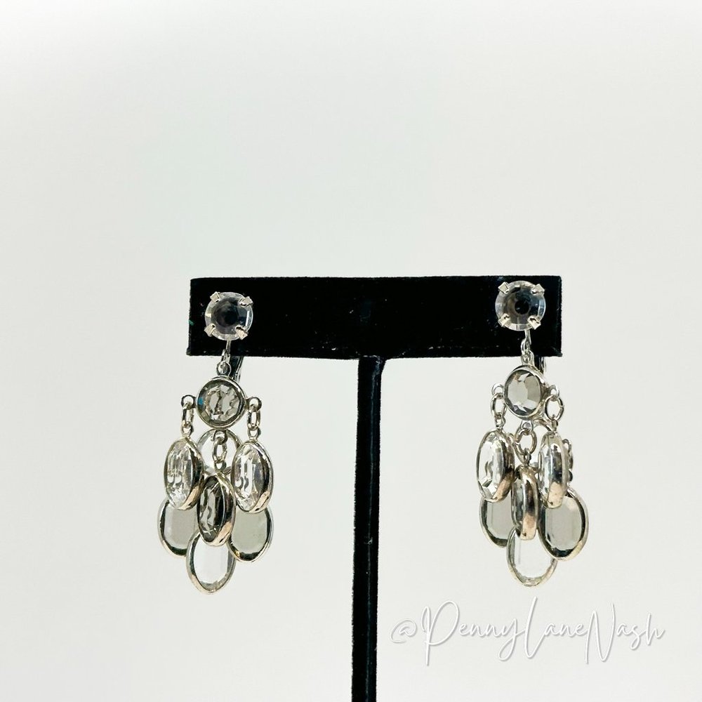 Vintage Chandelier Droplets Clear Crystals Earrings
